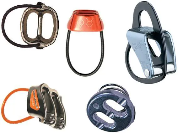 various belay devices with two holes